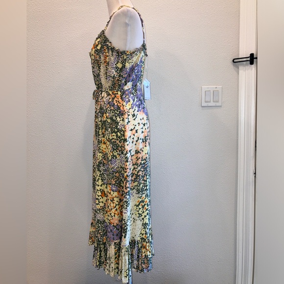 Rails Adalyn Midi Dress in Gardenia Floral Print Yellow Green Ruffle Bottom NWT - Picture 8 of 13